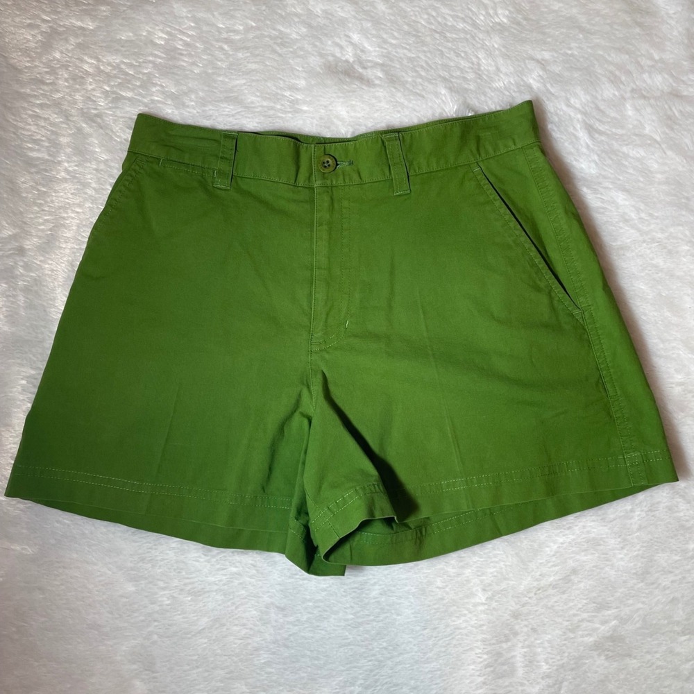 VTG Ralph Lauren Women Green Chino Shorts 2 Stretch Cotton Embroidered Logo‎ Y2K